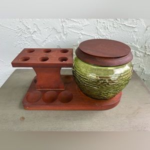 FAIRFAX Vintage 6 Smoking Pipes Holder & Tobacco Canister